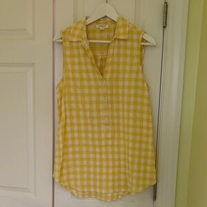 Yellow Plaid Sleeveless Top
